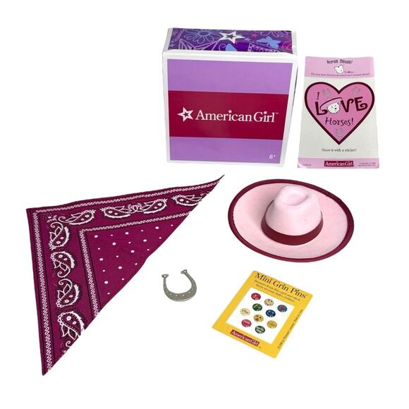 American Girl Today Coconut Dude Ranch Horse Lover ACCESSORIES Hat Toy Scarf Box - Picture 3 of 11